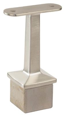Square Fixed Flat Rail Support SS316-Brushed, 40x40x2x79mm