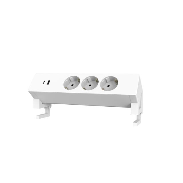 Picture2 Power Socket, White,1 EU Sockets+2 USB Chargers (A+C) 20W