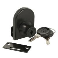 Glass Door Lock 64081, Black Ano, Curved Cylinder, CK SISO,