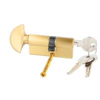 Profile Cylinder, Brass Satin, 64.5mm, W/Knob #2, FAB Key