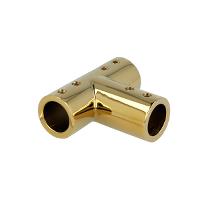 T-Shaped Connector For 3 Bars, F/ø19mm Tubes, Polished Brass