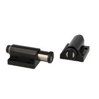 Magnet Touch Latch Single, Black, Round Pin, Screw-On
