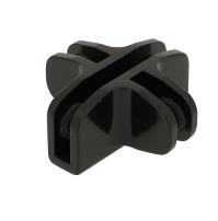 Glass Connector Maxi Closed, 4-Way, 90DG, Black Anodized
