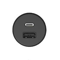 USB Charger (C+A), Round ø35mm, Black ABS, W/Euro Plug &