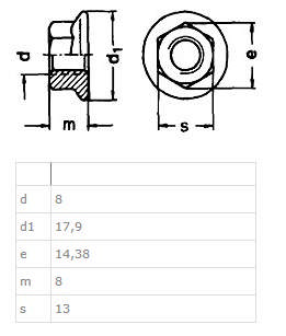 Hexagonal Flange Nut, M8, DIN 6923, Stainless Steel A2