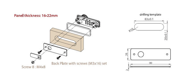 Back Plate, Black Plastic, F/Lock M3001/M3002, F/16-22mm Pa-