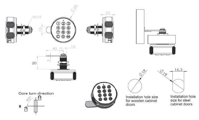 Elec. Key Pad Cam Lock 