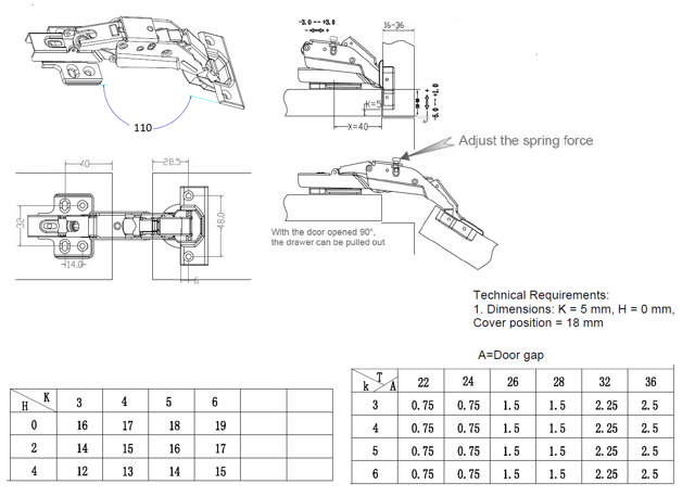 Soft Close Projection Hinge, ø35mm,110DG, 