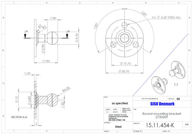 Round Mounting Bracket, Steel, NPL, F/15.11.439/440/441/442