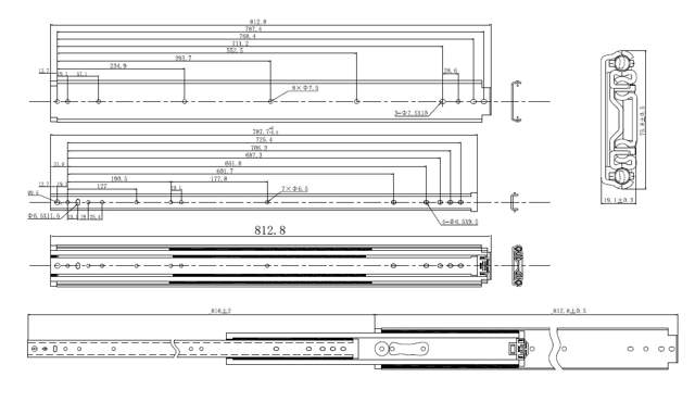 Drawer Slide HD7600, 800mm Full Extension, Zinc Plated,Heavy