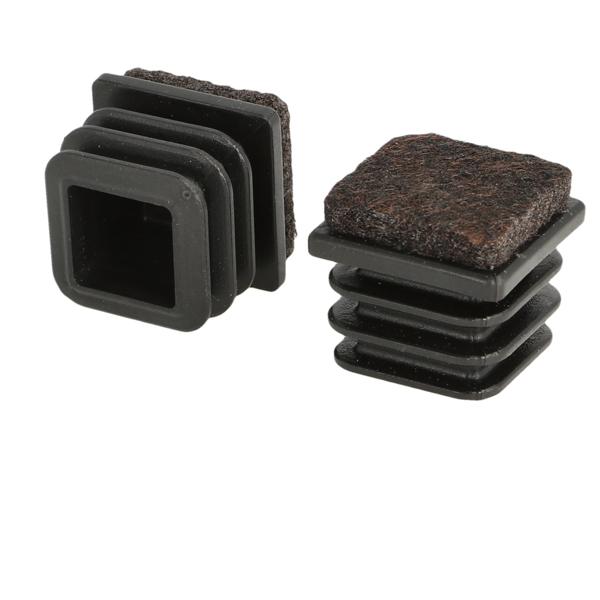 Insert Glide W/Felt For Square Tubes, 25x25mm, PE, Black