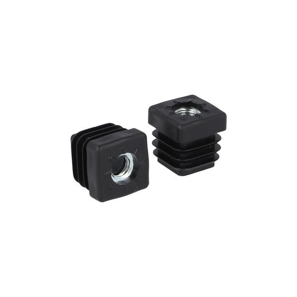 Insert Glide F/Square Tube,20x20mm,W/M8 Hex Nut,PE,Black