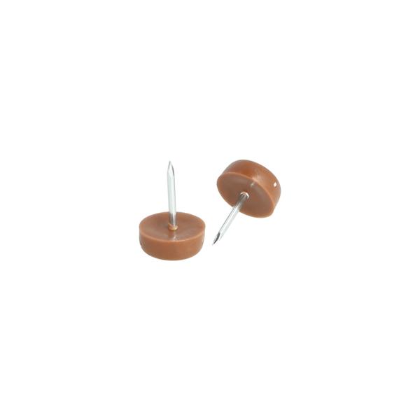 Plastic Tack, Nail-On Glide, ø15mm, Brown PE, 18mm Nail