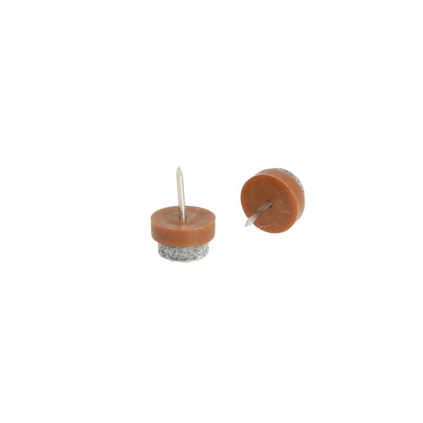 Plastic Tack W/Felt, Nail-On Gilde, ø 15x8mm,Brown,ø1,6x13mm