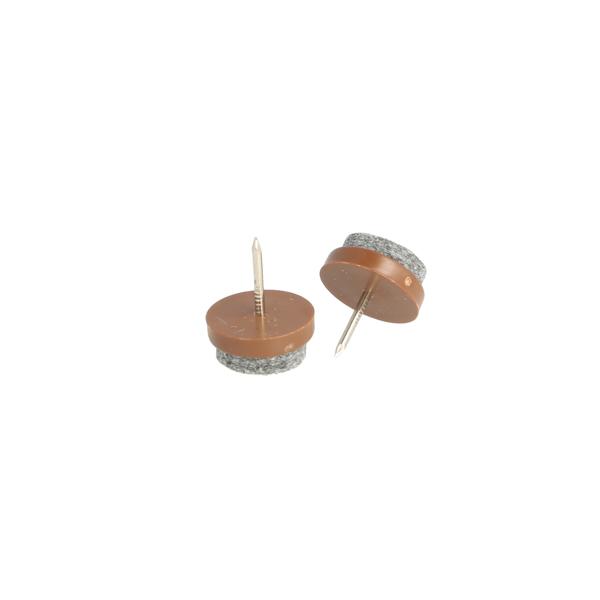 Plastic Tack W/Felt, Nail-On Gilde, ø 18x8mm,Brown,ø1,6x13mm