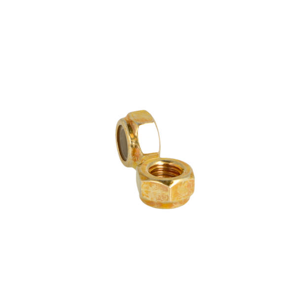 Hex Nut W/Nylon Ring, M8, DIN 985-8, Yellow Zinc Pl.