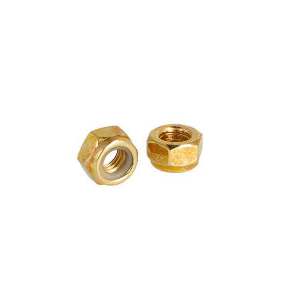Hex Nut W/Nylon Ring, M8, DIN 985-8, Yellow Zinc Pl.