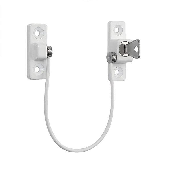 Window Wire Lock, Square Model, White, W/SS-304 Wire - 190mm