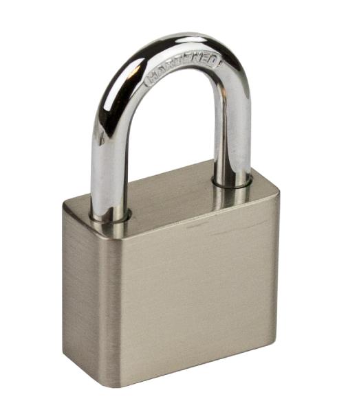 Padlock 40mm, Brass, SS-Look, 4.000 KD,MK 0002, Shackle: 7mm