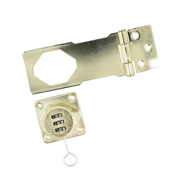 Combi. Cam Lock Hasp & Stapler M800, 3-Digit, Gold Finish