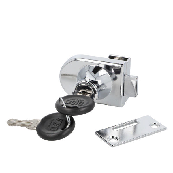 Glass Door Lock 64081, CPL, Curved Cylinder, KA D20,CK SISO,