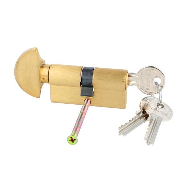 Profile Cylinder, Brass Satin, 60mm, W/Knob #2,Yale Key Way,