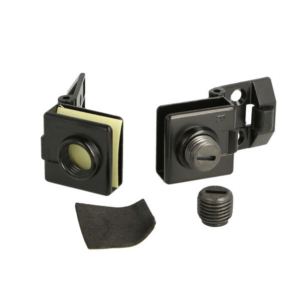 Glass Door Hinge No. A-11, Black Anodized, R+L, With Pad &