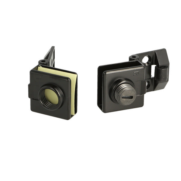 Glass Door Hinge No. A-11, Black Anodized, R+L, With Pad &