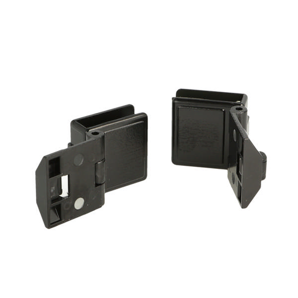 Glass Door Hinge No. A-11, Black Anodized, R+L, With Pad &