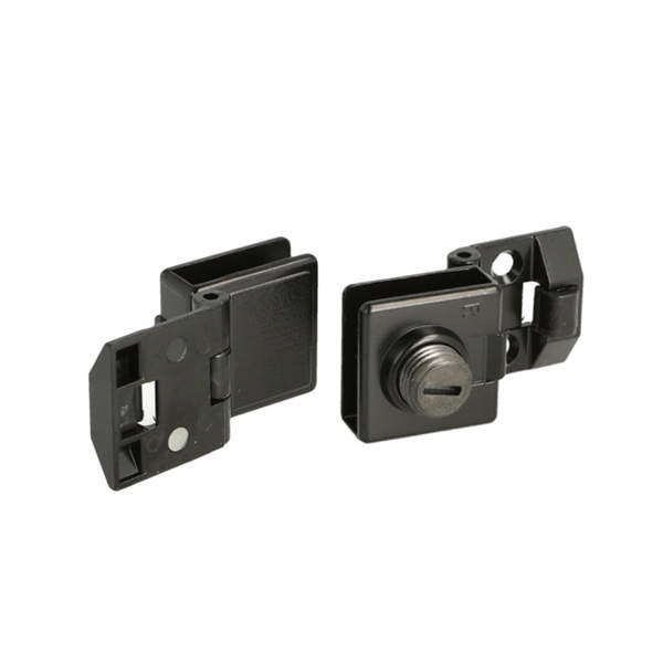 Glass Door Hinge No. A-11, Black Anodized, R+L, With Pad &