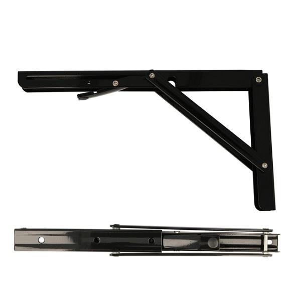 Folding Bracket, Steel, Black, 300mm, Self Locking,Max Load: