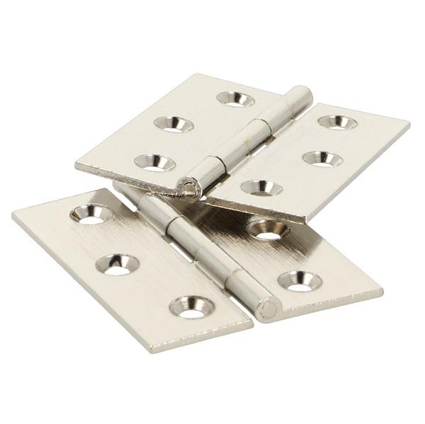 Butt Hinge, 50x40x1,4mm, Brass, Nickel Plated-Sanded