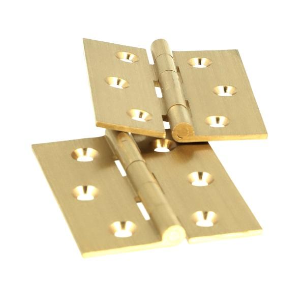 Butt Hinge, 50x40x1,4mm, Brass Sanded, ø3,5mm Holes