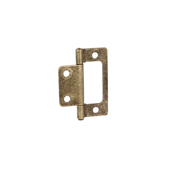Flush Hinge, Steel, 51x24x1,2mm, Bronze Pl, Straight Corners