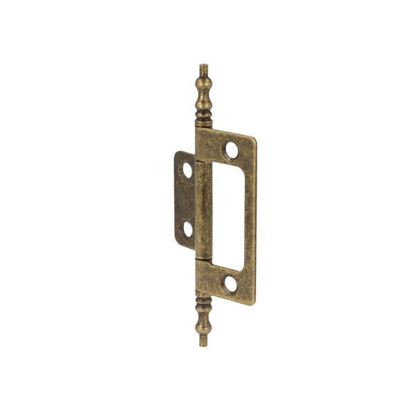 Flush Hinge, Steel, 88x24x1,2mm,Bronze Pl,W/Finials,Straight