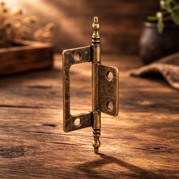 Flush Hinge, Steel, 88x24x1,2mm,Bronze Pl,W/Finials,Straight