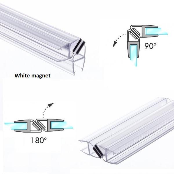 PVC Seal Glass To Glass, White Magnet, 90/180DG,S-5711,F/12