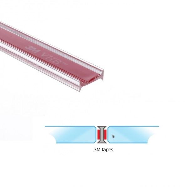 Acrylic Profile F/10mm Glass, Transp, 3 Mtr, W/Adhesive Tape