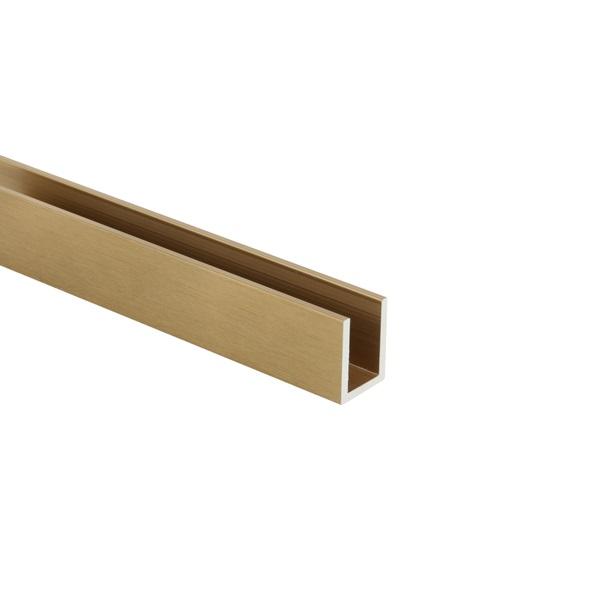 Alu. U-Channel, F/10mm Glass,Brushed Brass, 3,0 Mtr, 2,05x