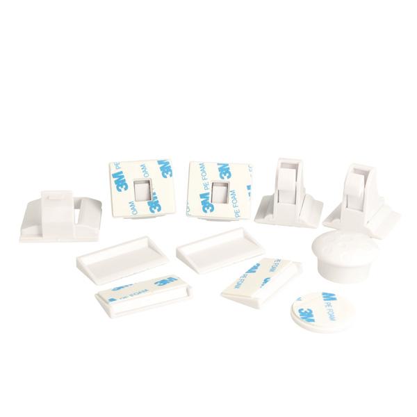Magnet Lock, White, Set of 4 Locks, 1 key & 1 Installation