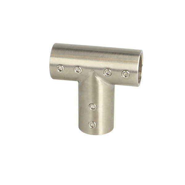 T-Shaped Connector F/3 Bars, 60x60mm, SS304,  F/ø19mm Tubes
