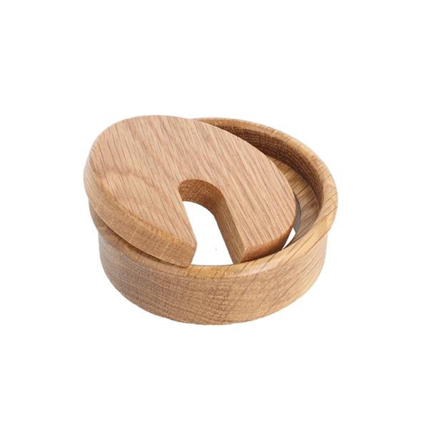 Wooden Grommet ø80x23mm, Oak Wood, W/Clear Laquer